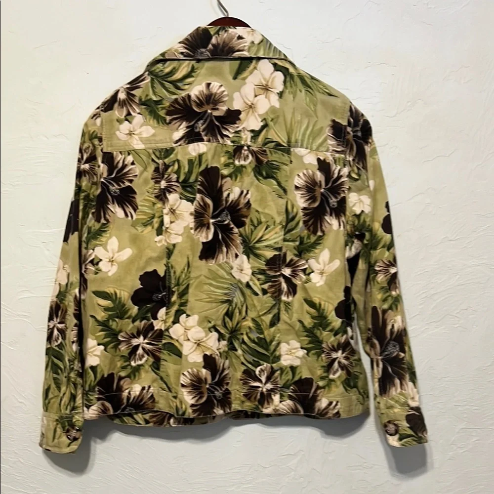 Studio Works Green and Brown Blazer with Botanical Print XL - Picture 5 of 6